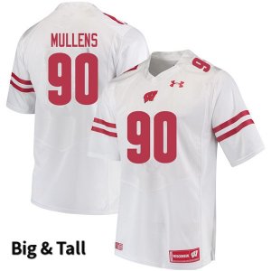 Men's Wisconsin Badgers NCAA #90 Isaiah Mullens White Authentic Under Armour Big & Tall Stitched College Football Jersey LG31M06UH